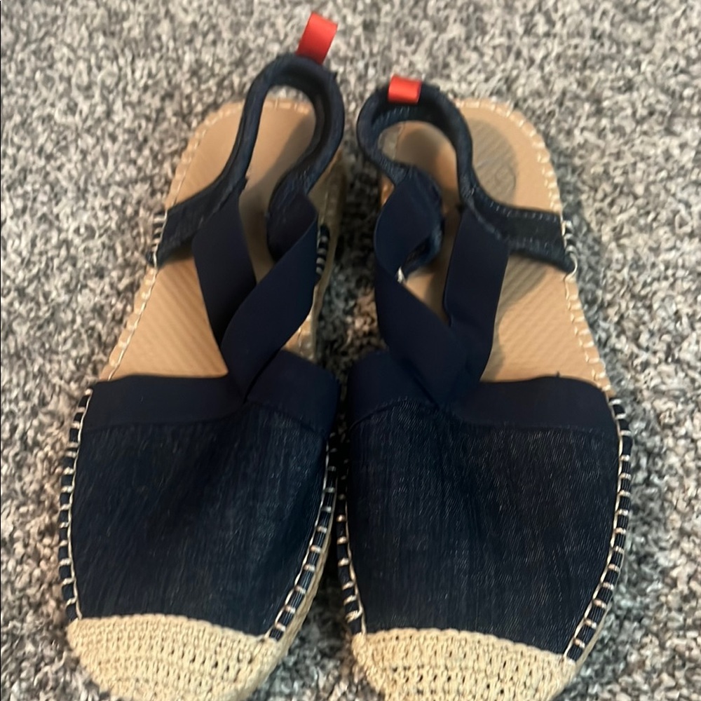 Navy and Tan Women's Espadrille Sandals